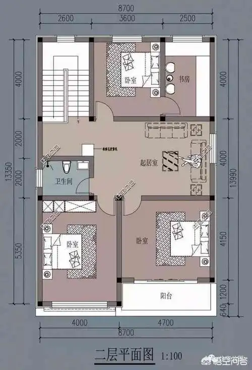 这套户型可以说是极大程度的满足了农村建房需求,两侧仅仅只是在卫生