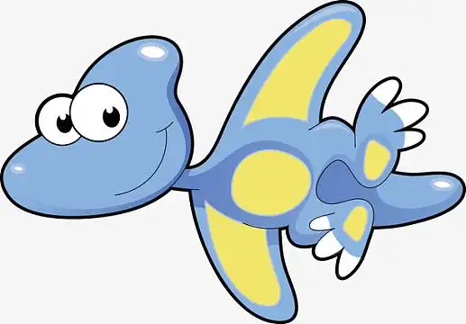 手绘卡通可爱动物翼龙矢量素材