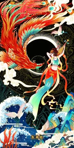 "主要以凤凰瑞兽与反弹琵琶的飞天相呼应,浪涌云起,呈现敦煌系列恢宏