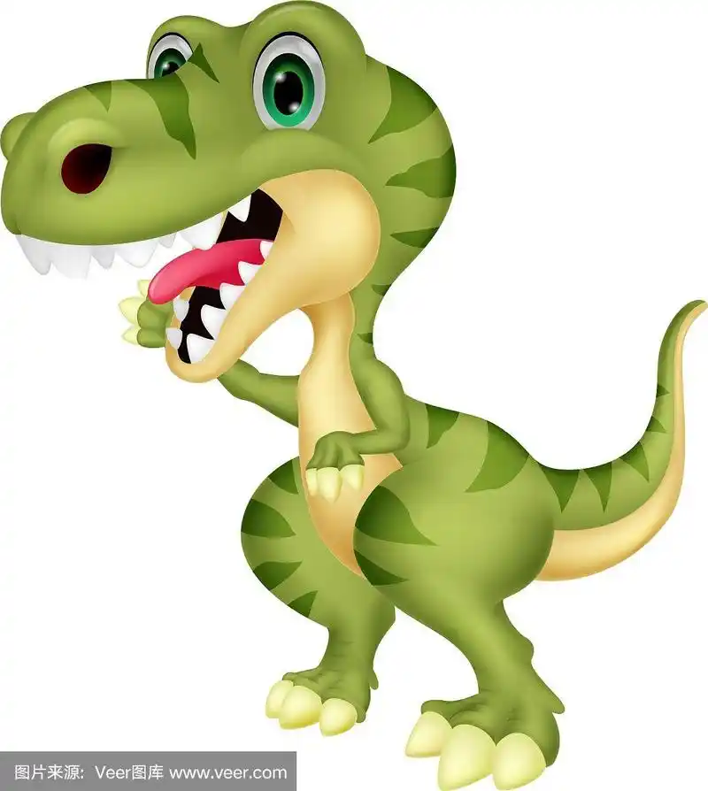 可爱的卡通霸王龙挥手