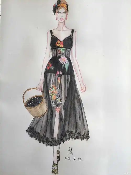 时尚插画手绘——未末-服装画/服装设计手稿 - 穿针引线服装论坛