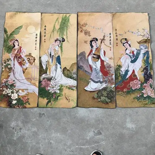 厂家直销仿古丝绸画中堂画国画古代四大美女图挂饰未装裱批发零售