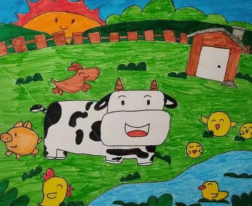 农场绘画漂亮