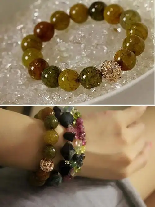 龙纹石龙鳞玛瑙单圈手链男女情侣款佛珠首饰品 12mm【图片 价格 品牌