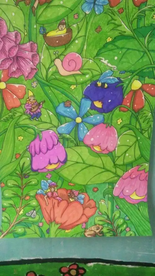 儿童画!小花园(局部3)!油画棒an水彩笔