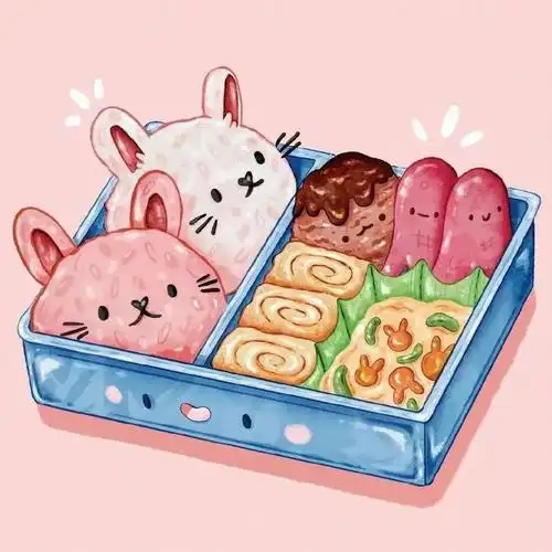 and bear#素材分享  #插画  #治愈系  #治愈系漫画  #便当  #卡通蛋糕