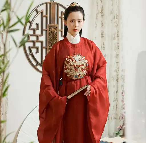 原创创正品唐圆领袍女革带汉服龙纹刺绣明制汉服