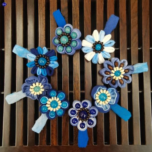 特色云南民族风大理手工扎染蓝染布艺花朵发夹儿童可爱头饰夹子