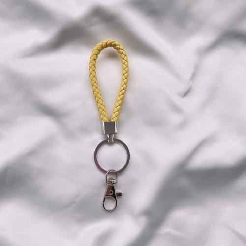 皮绳钥匙扣车钥匙链男防丢挂绳腰挂编织绳圈环挂件女生可爱纯色黑