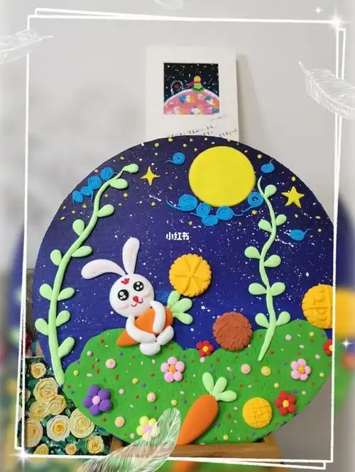 土成品彩泥作品亲子太空泥来图定做粘土画平面粘土画火爆网络的粘土