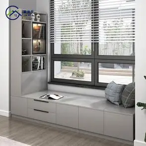 飘窗柜储物柜书柜一体定制阳台收纳置物柜书架窗台柜防晒矮柜地柜