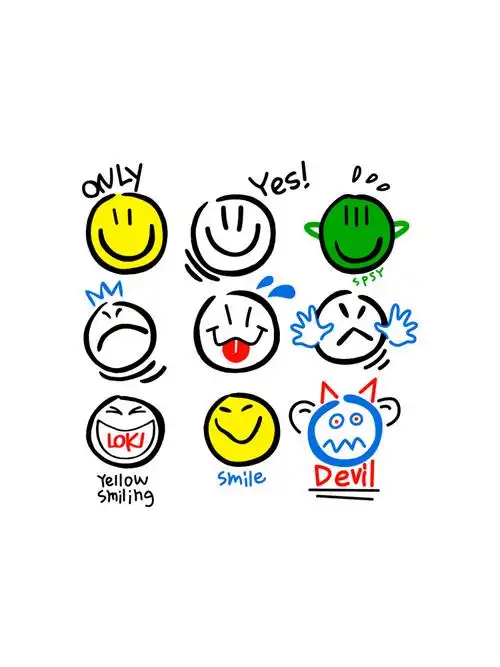潮流ins超火九宫格笑脸涂鸦卫衣服装辅料图贴烫画布贴