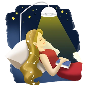 治愈系唯美晚安人物原创插画女生抱着书睡着