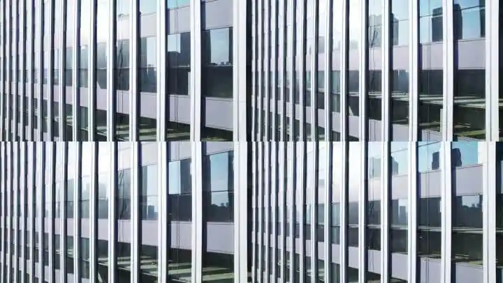 写字楼办公楼建筑外立面玻璃幕墙现代商务航拍摩天大楼仰拍