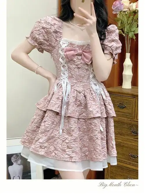 小清新泡泡袖公主裙夏季超仙连衣裙