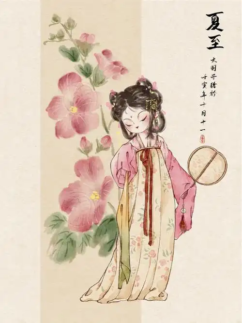 procreate人物插画二十四节气拟人夏至