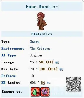 泰拉瑞亚巨脸怪在哪巨脸怪属性掉落介绍