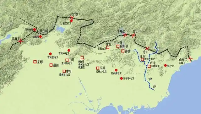 明朝"九边"重镇分布图