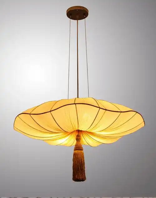 比月中式新古典创意布艺荷叶吊灯2003中号