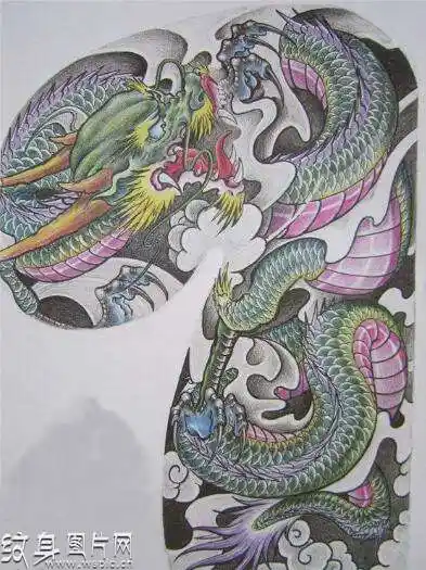 经典过肩龙纹身手稿欣赏霸气纹身的顶尖设计