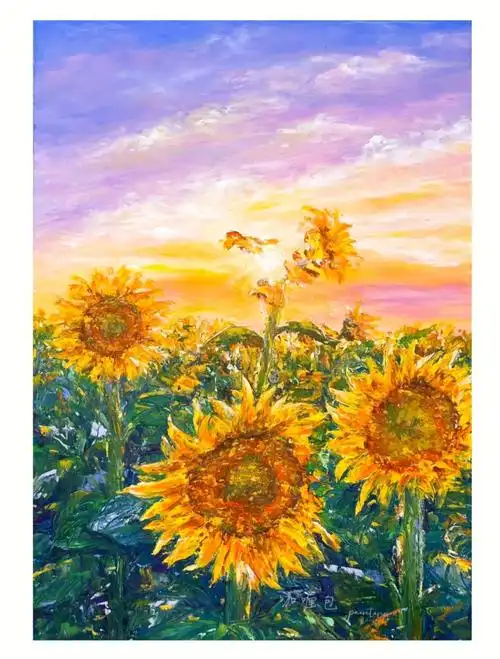 油画棒向日葵附色号步骤