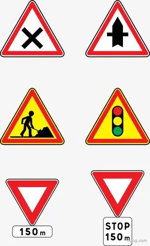 卡通手绘安全警示图标