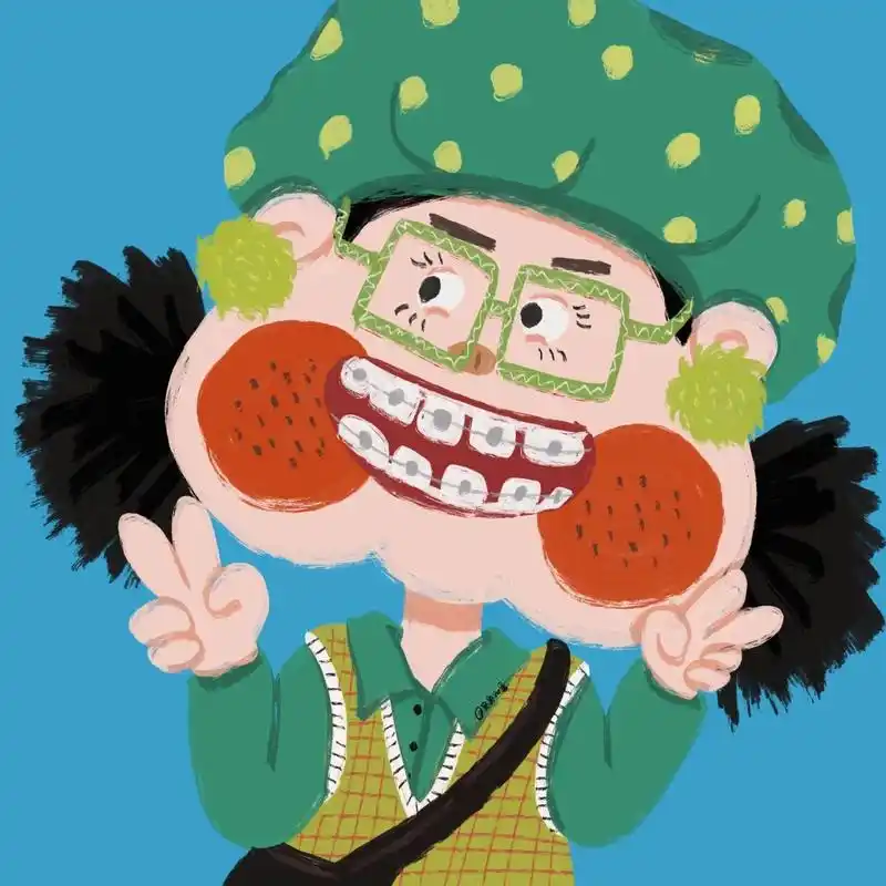 手绘插画|丑萌头像|戴牙套女孩集合啦 图片均为原创,未经授权禁止商用