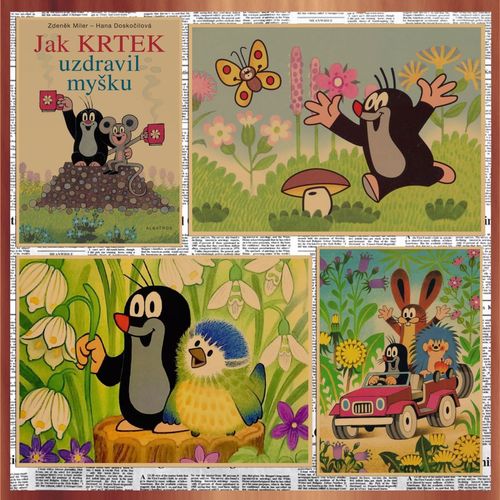 复古装饰画海报鼹鼠的故事 动漫海报 卡通动画画报 复古牛皮纸装