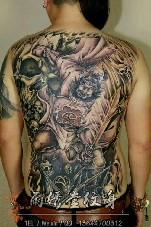 满背钟馗_纹身图案手稿图片_荀宇的纹身作品集