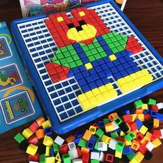 京佳玩具拼插积木早教蘑菇钉拼图男女孩礼物580粒积木拼装盒图册