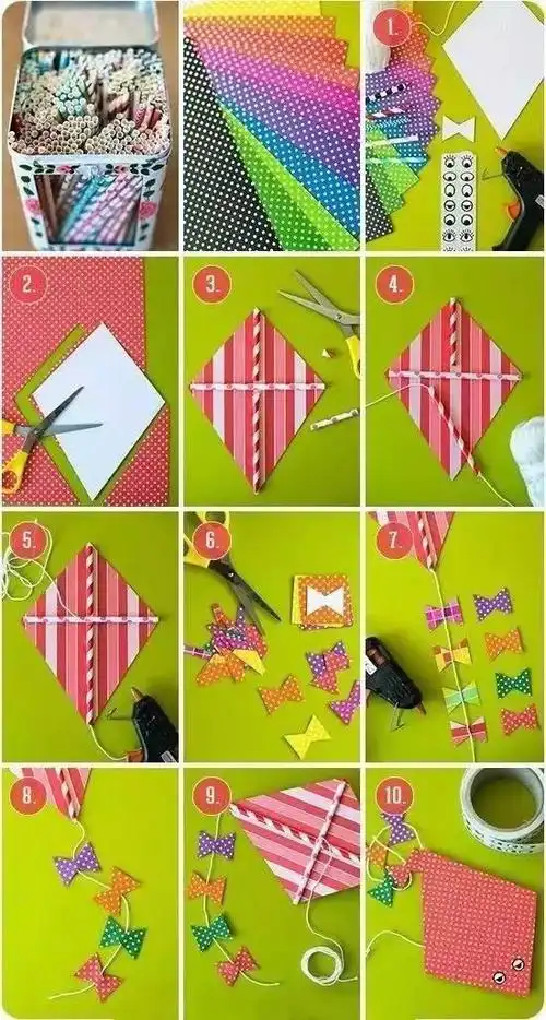 幼儿风筝手工制作(幼儿园手工简易风筝)