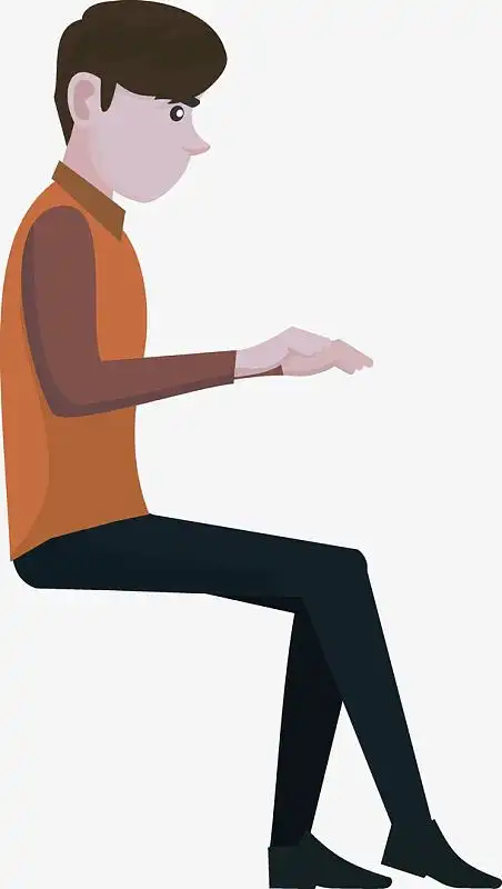 黑色头发男子坐姿图