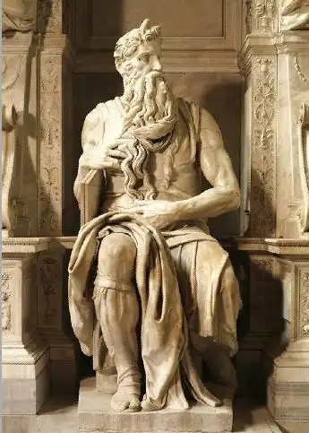 米开朗基罗《摩西像》,大理石雕像,高235cm,1513-1516年,现存于罗马