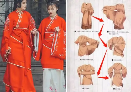 2种汉服的正确穿法,曲裾的带子别绕错方向,否则就闹笑话了