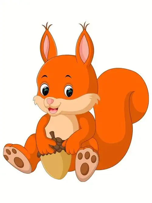 卡通插画一只放不下松果的松鼠