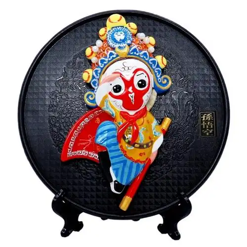 中国风特色礼物京剧人物脸谱座盘摆件北京旅游纪念品泥人张泥人