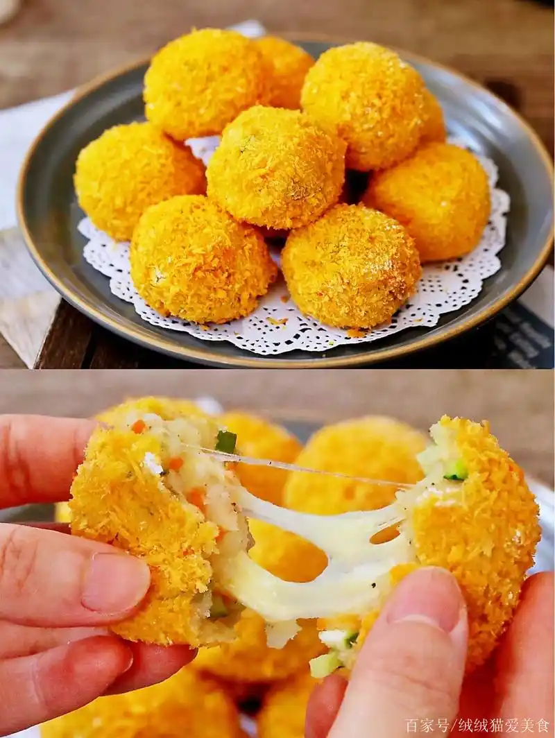 小食,满满的拉丝感,外酥内软的芝士土豆球做法来啦!