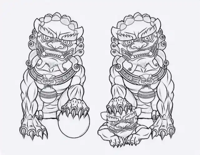 石墩狮子简笔画