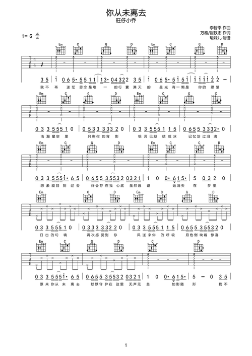旺仔小乔你从未离去吉他谱