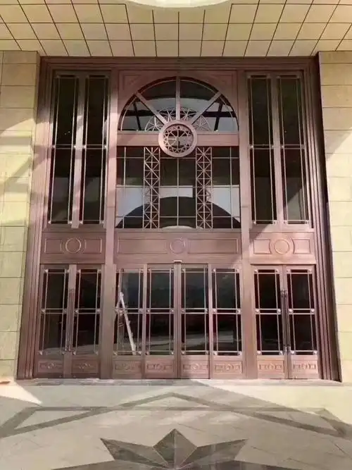鞍山定做铜门厂家黄同门红铜门别墅大铜门酒店门厅大铜门商场大厅仿