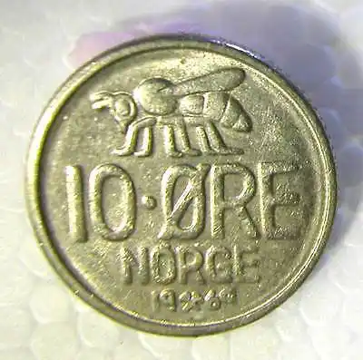norway -olav v- copper-nickel 10 ore 1969 km # 411 -v.