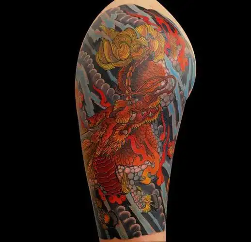 全彩麒麟纹身图案麒麟刺青效果图2