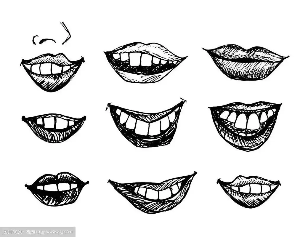手绘微笑的嘴唇