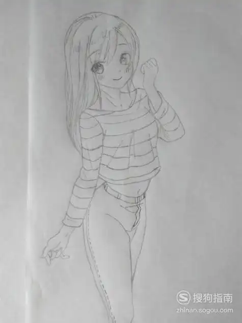 小女生卡通画素描简笔画