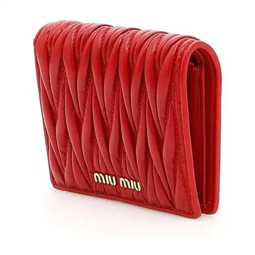缪缪miumiu19年秋冬logo百搭女包女性红色钱包5mv204n88f068z