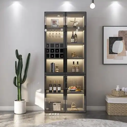 小酒酒柜靠墙客厅边柜现代简约玻璃门高档轻奢展示柜酒柜