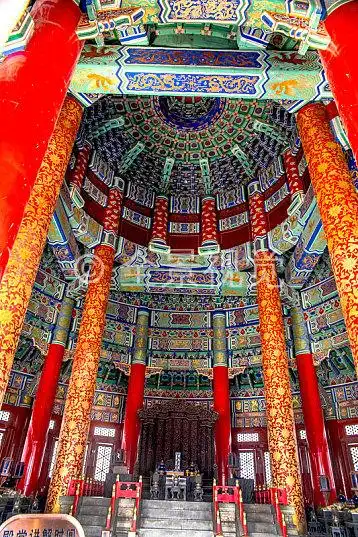 天坛祈年殿内景柱子与穹顶_图片素材