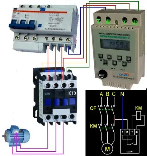 三相交流接触器与时控开关连接线图