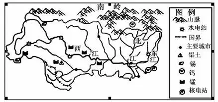 下图为"我国珠江流域示意图",读图完成3～4题.