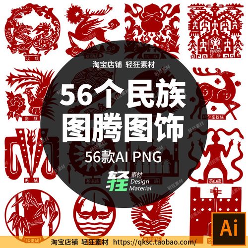 中华传统文化56个少数民族图腾符号图饰装饰图案矢量图ai设计素材